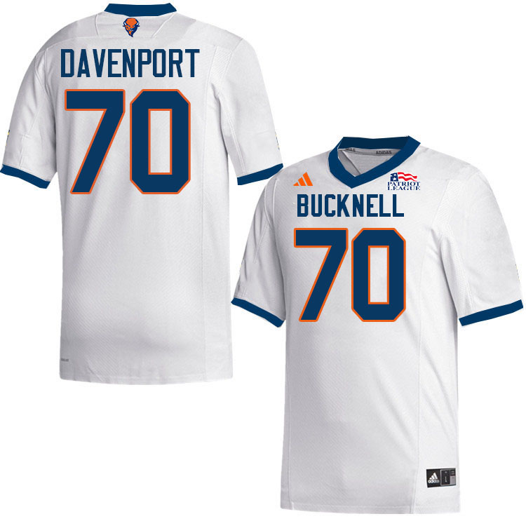 Bucknell Bison #70 Julien Davenport College Football Jerseys,Uniforms-White